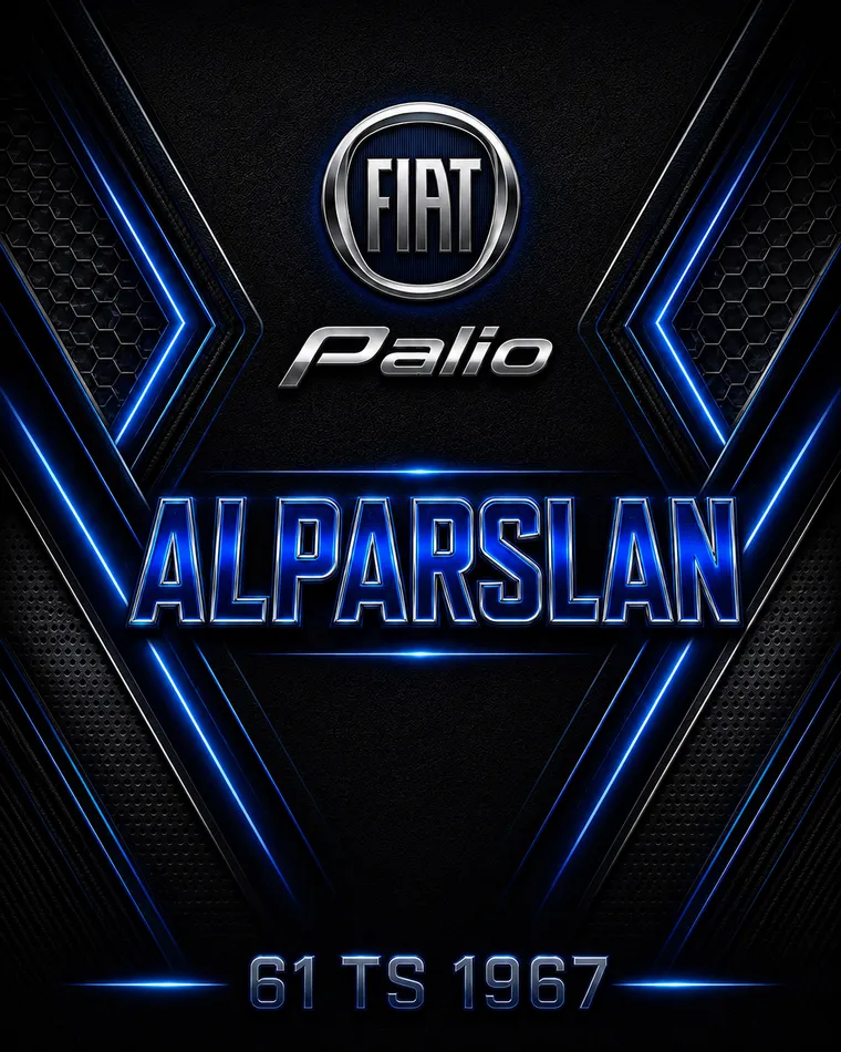 Mavi neon detaylı, isme özel Fiat Palio paspas tasarımı